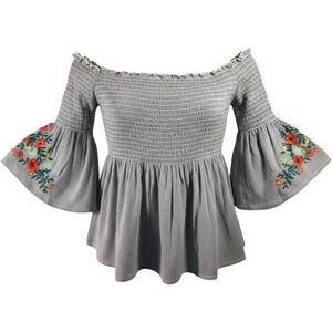 vintage Y2K smocked peasant milkmaid top hollister S floral forest fairy boho